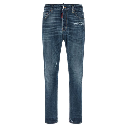 Dsquared² Blue Cotton Straight-Leg Jeans