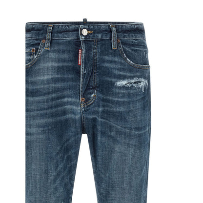 Dsquared² Blue Cotton Straight-Leg Jeans