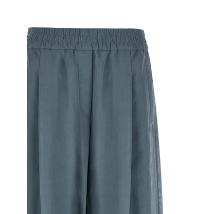 Brunello Cucinelli Blue Cotton Casual Pants