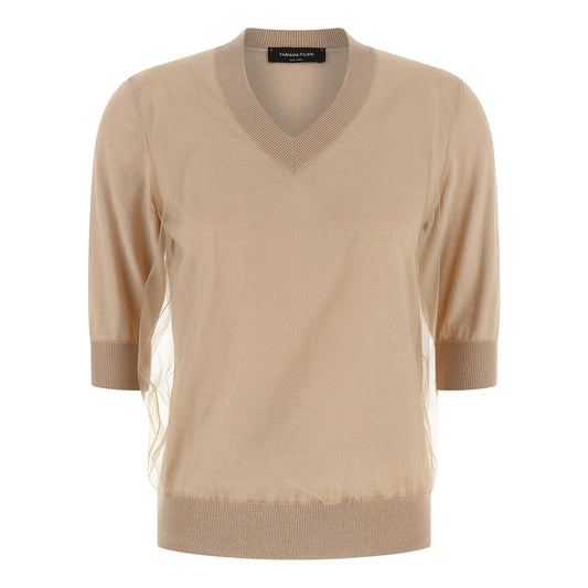 Fabiana Filippi Beige Virgin Wool Cardigan