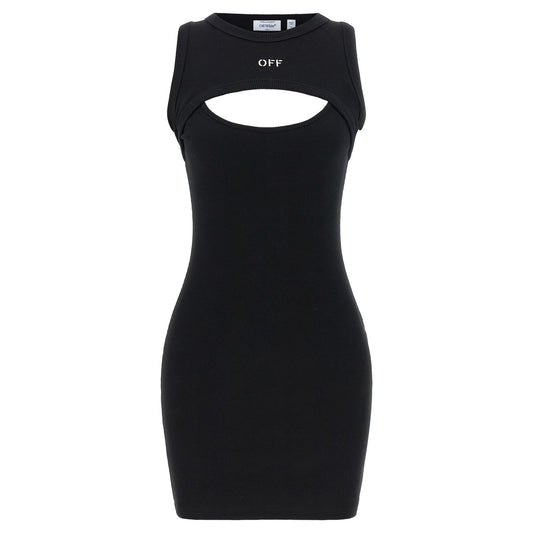 Off-White Bicolor Cotton Short Dress