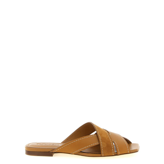 Tod's Beige Calfskin Slides
