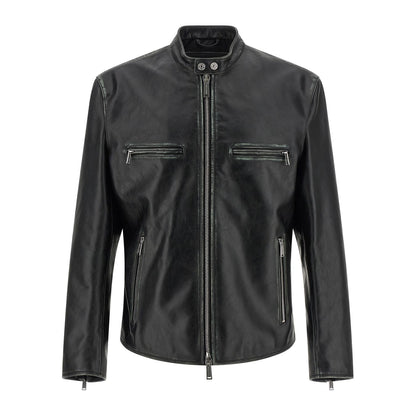 Dsquared² Black Leather Leather Jacket