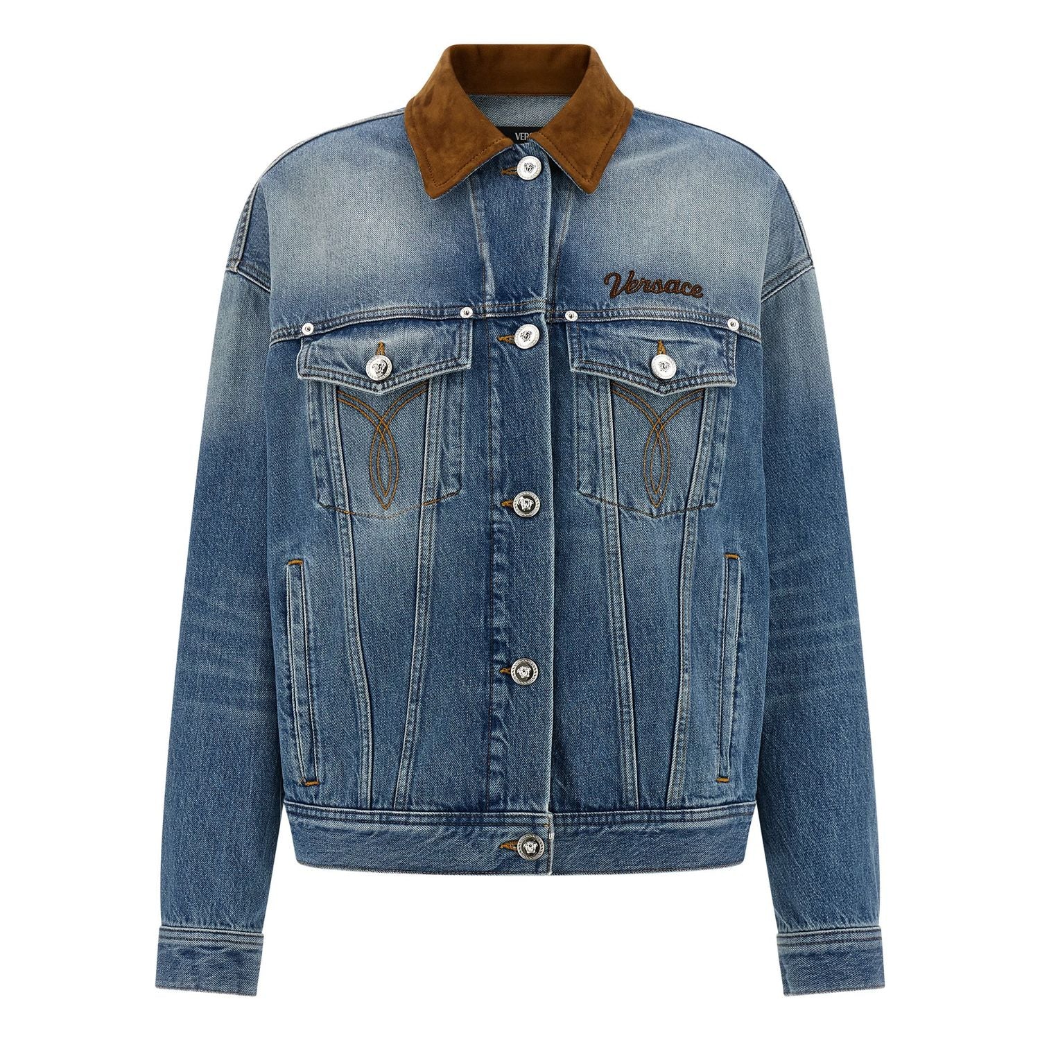 Versace Blue Cotton Denim Jacket