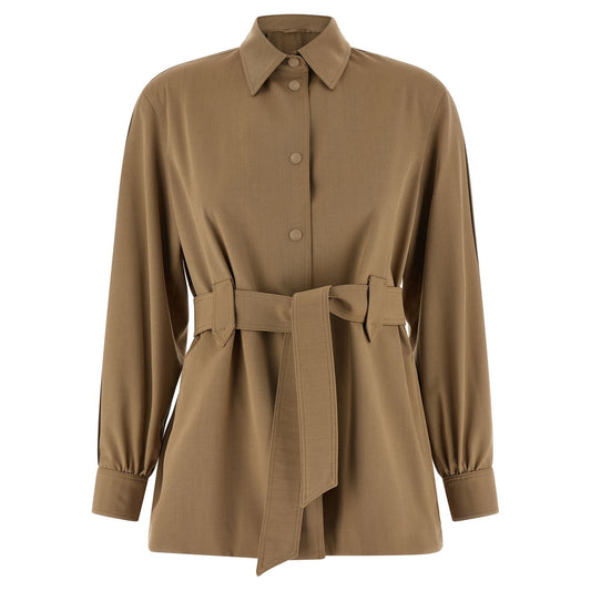 Max Mara Beige Virgin Wool Blouse