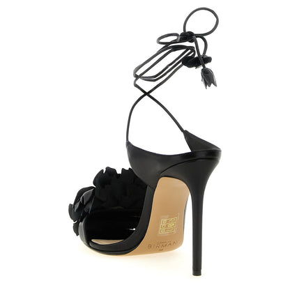 Alexandre Birman Black Cowhide Stiletto Heel Sandals