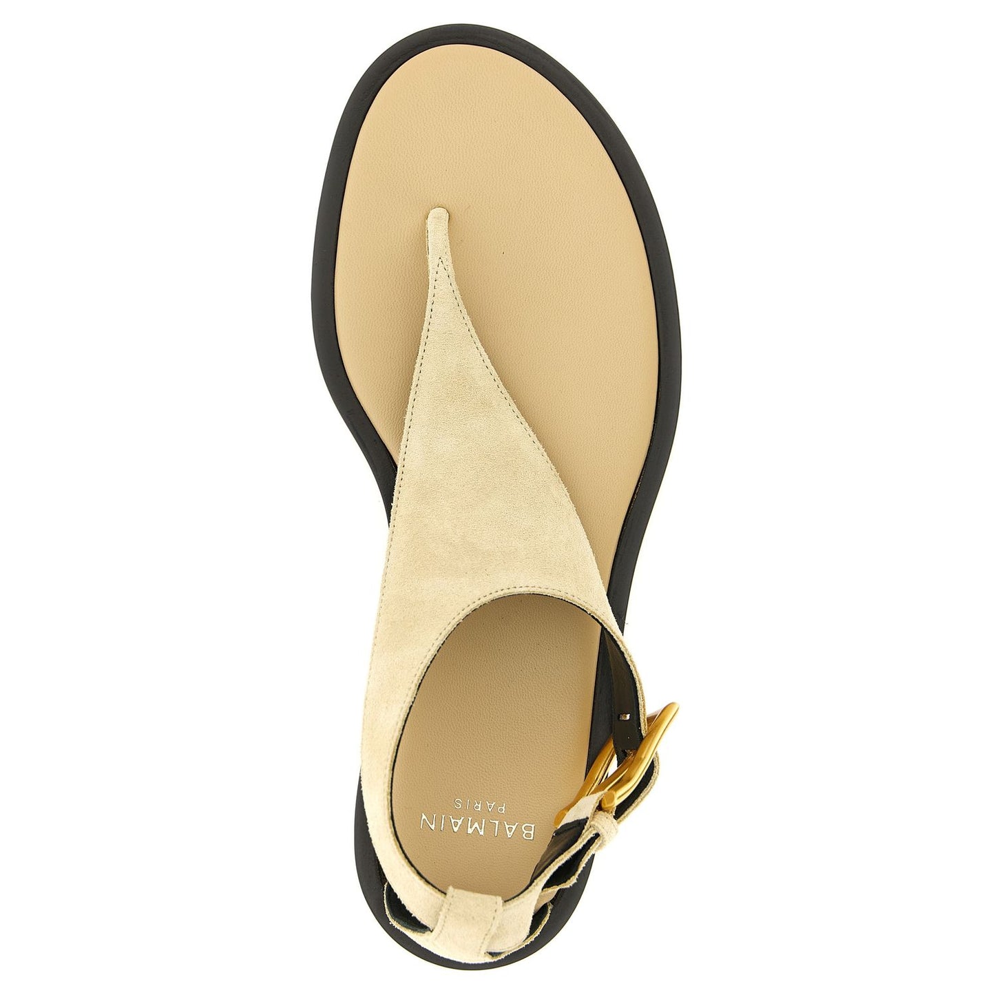 Balmain Beige Calfskin Flat Sandals