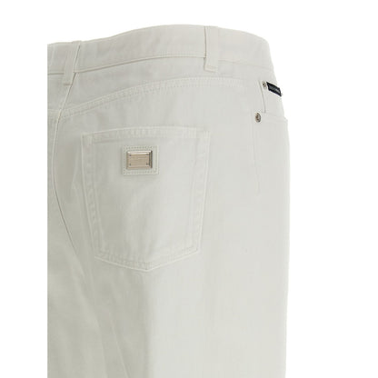 Dolce & Gabbana White Cotton Flared Jeans