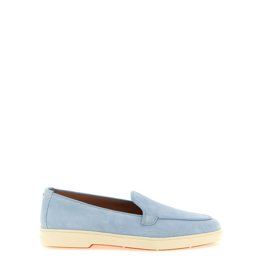 Santoni Blue Calfskin Slip-On Loafers