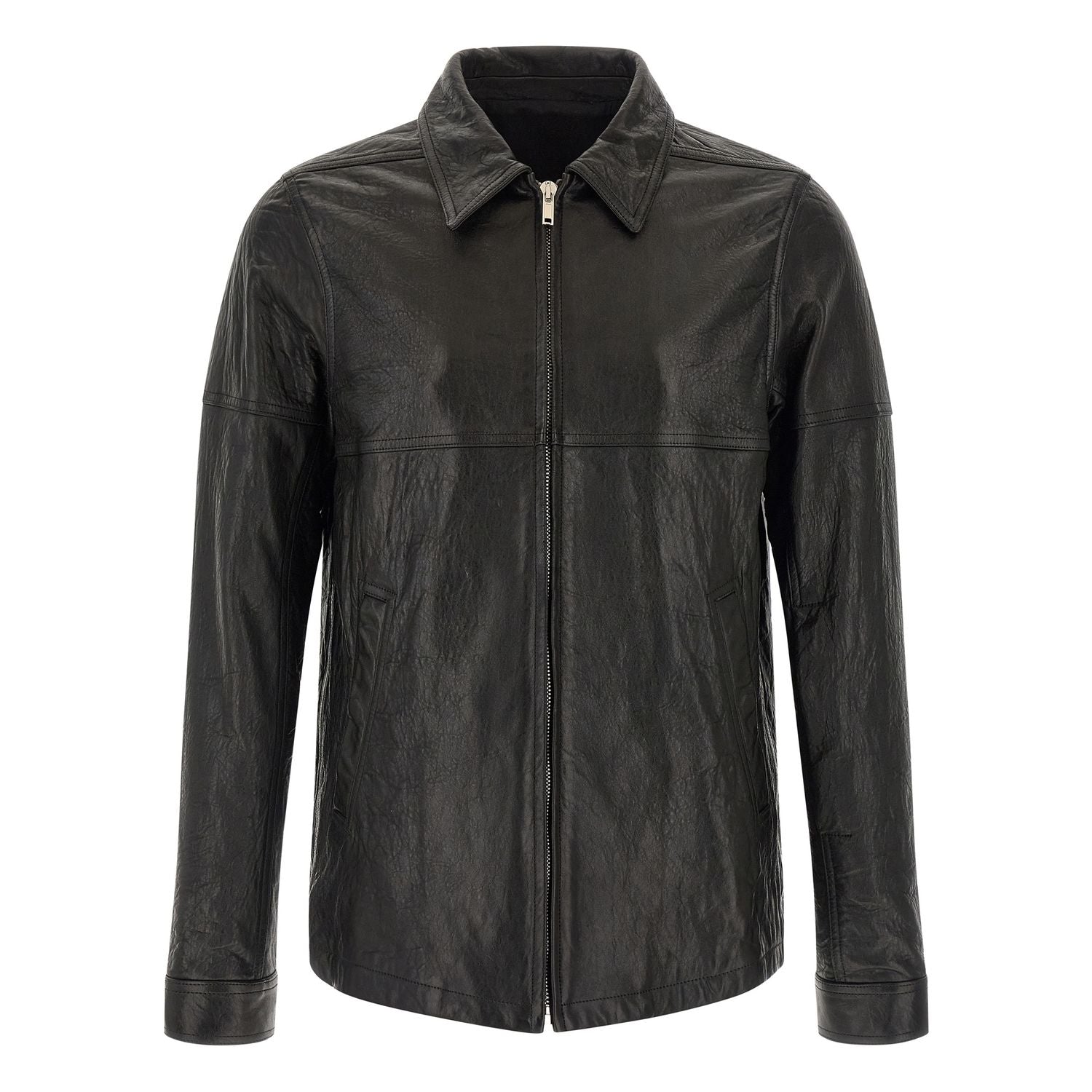 Rick Owens Black Lamb Leather Leather Jacket