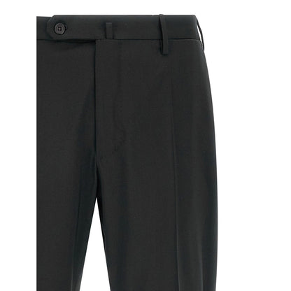 Incotex Black Virgin Wool Dress Pants