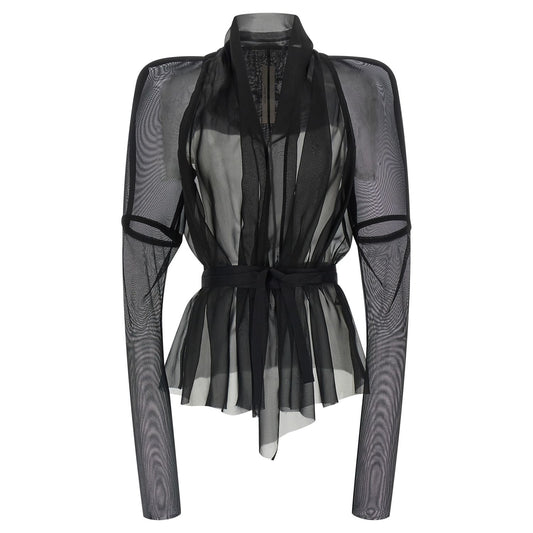 Rick Owens Black Silk Full-Length Jacket