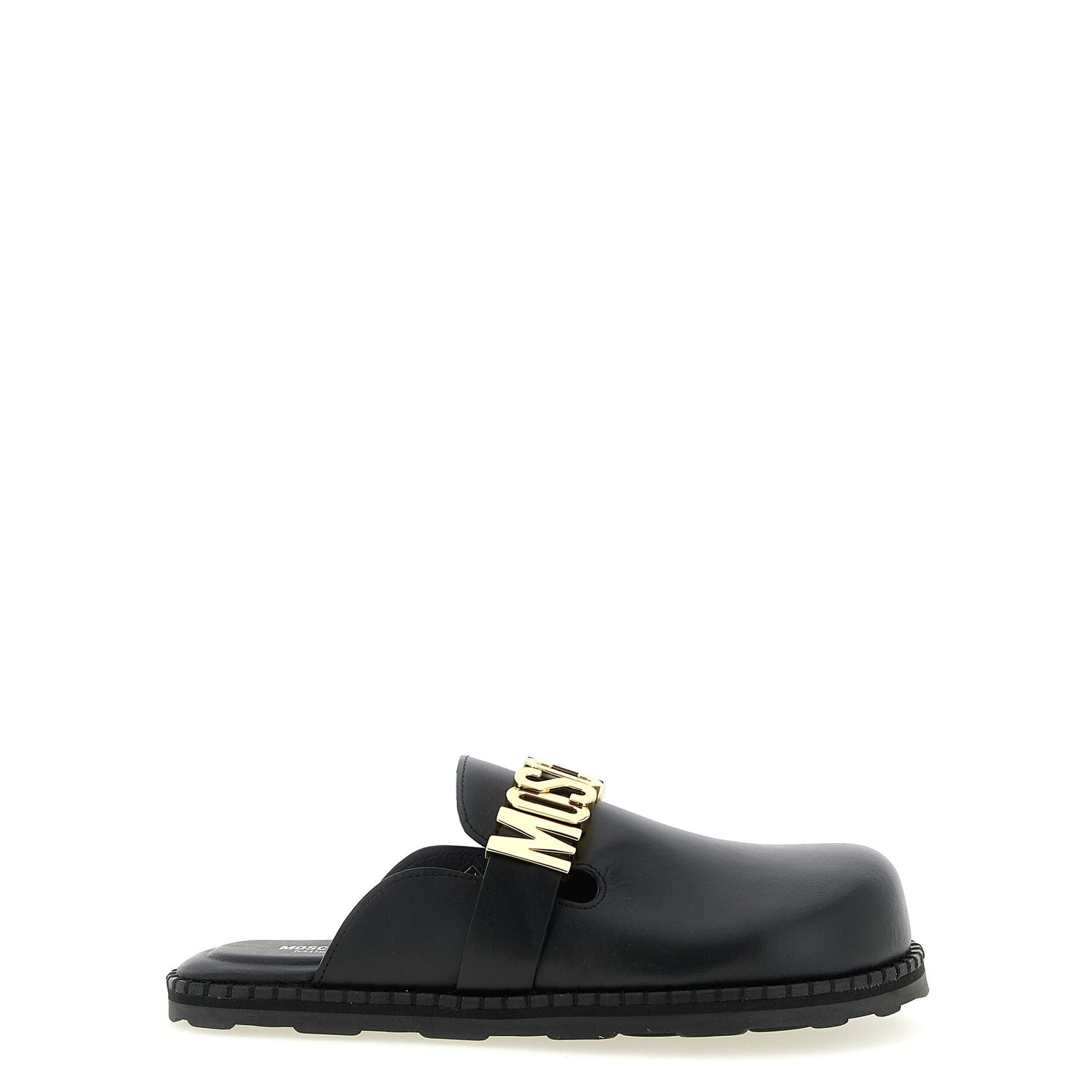 Moschino Black Calfskin Clogs