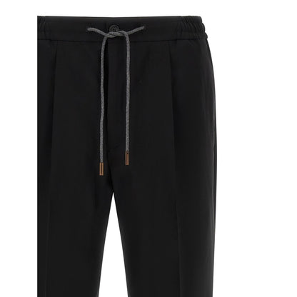 Incotex Black Virgin Wool Casual Pants