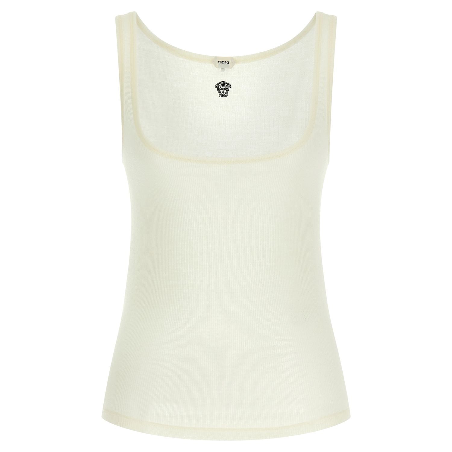 Versace White Virgin Wool Sleeveles T-Shirt