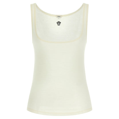 Versace White Virgin Wool Sleeveles T-Shirt