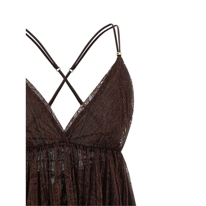 Elisabetta Franchi Brown Polyamide Short Dress