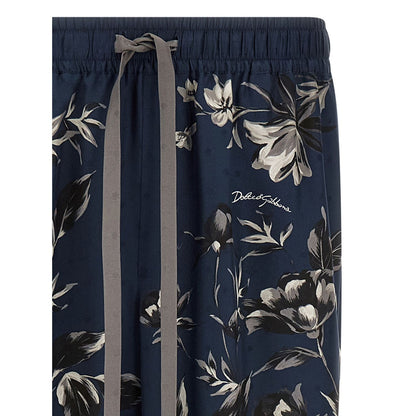 Dolce & Gabbana Blue Silk Casual Pants