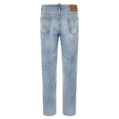 Dsquared² Blue Cotton Straight-Leg Jeans
