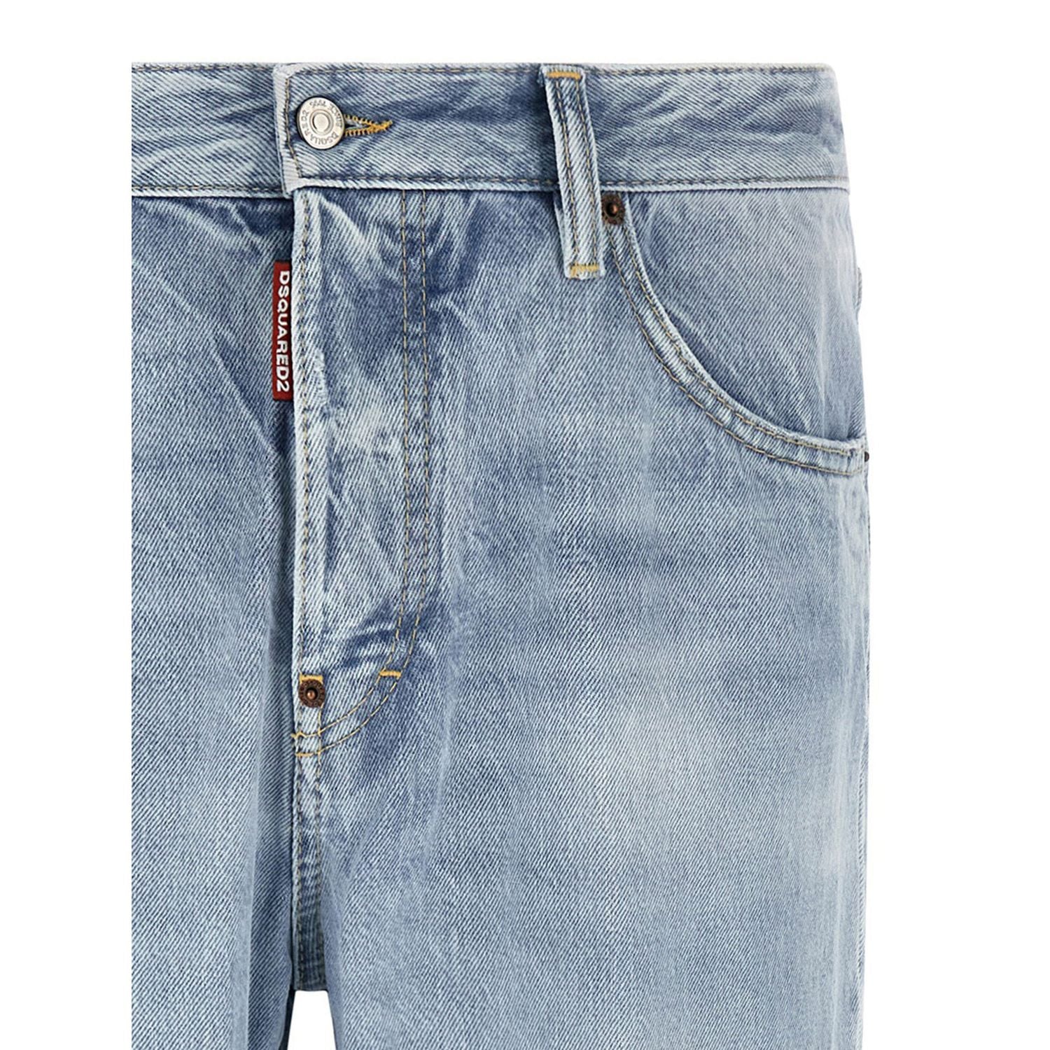 Dsquared² Blue Cotton Straight-Leg Jeans