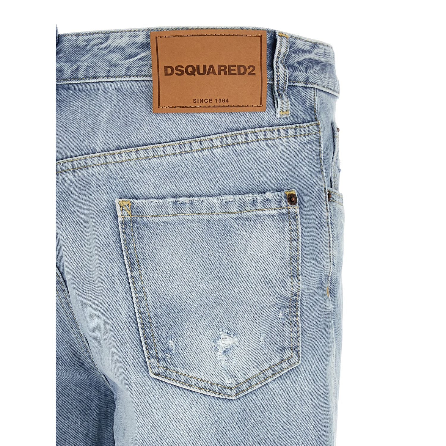 Dsquared² Blue Cotton Straight-Leg Jeans