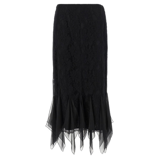 Valentino Garavani Black Cotton Midi Skirt