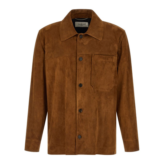 Saint Laurent Brown Lamb Leather Leather Jacket