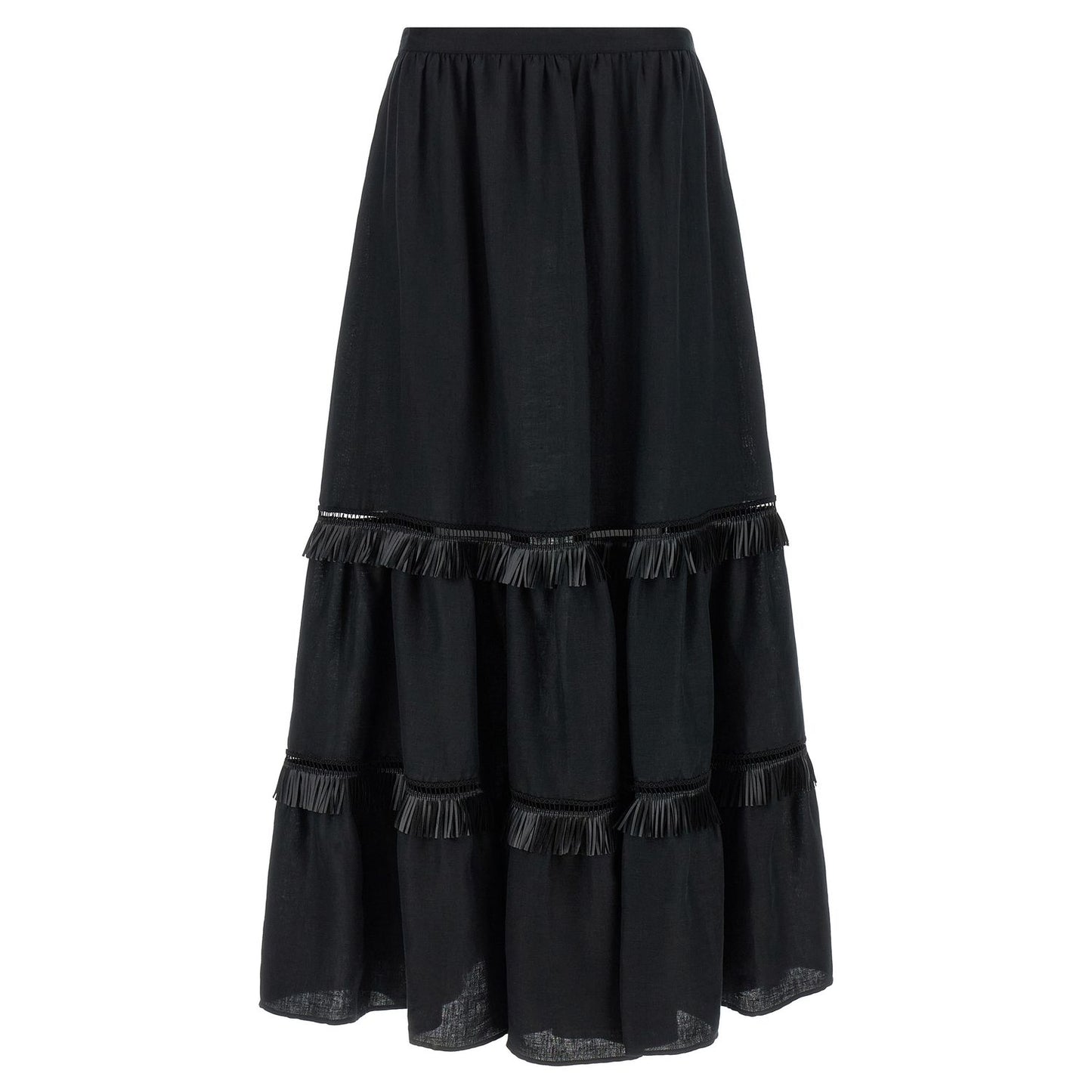 Kiton Black Linen Mini Skirt