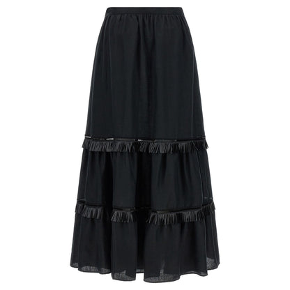 Kiton Black Linen Mini Skirt