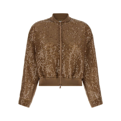 Brunello Cucinelli Brown Silk Cardigan