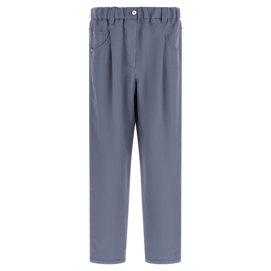 Brunello Cucinelli Blue Viscose Casual Pants
