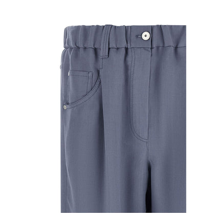 Brunello Cucinelli Blue Viscose Casual Pants