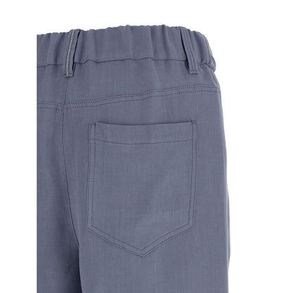 Brunello Cucinelli Blue Viscose Casual Pants