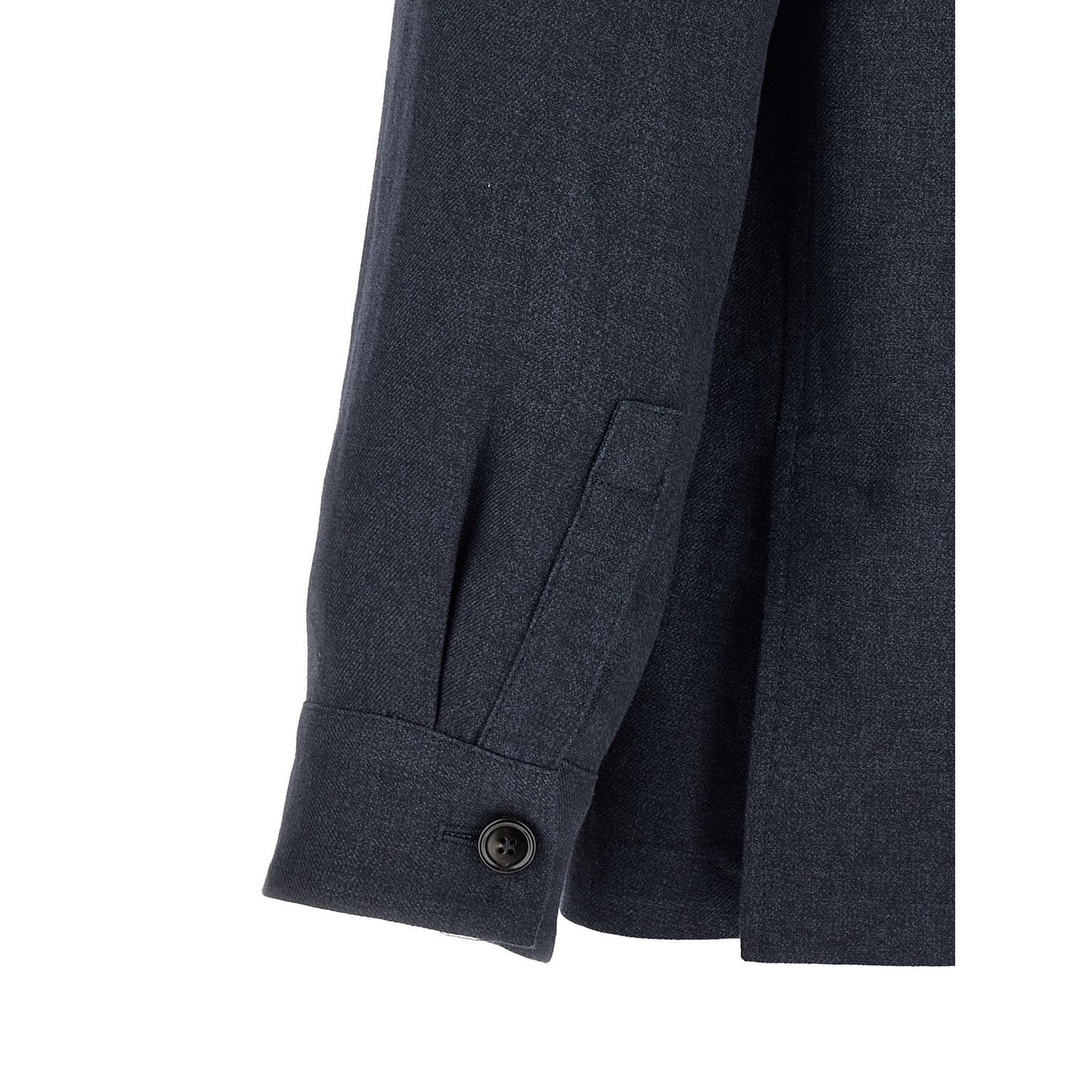 ZEGNA Blue Linen Full-Length Jacket