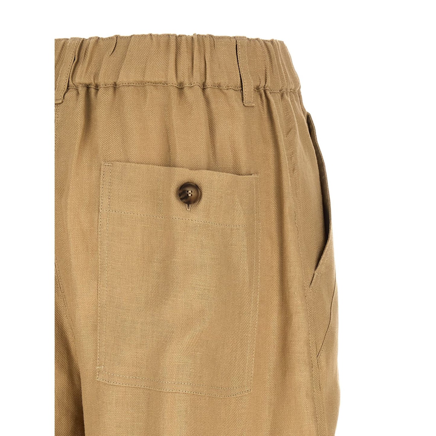 Max Mara Beige Linen Cargo Pants