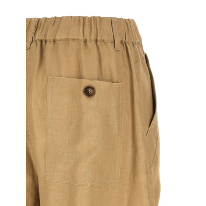 Max Mara Beige Linen Cargo Pants