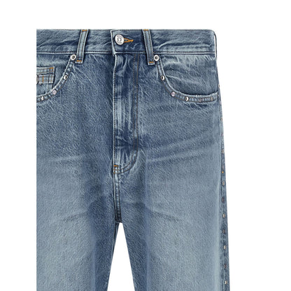 Versace Blue Cotton Straight-Leg Jeans
