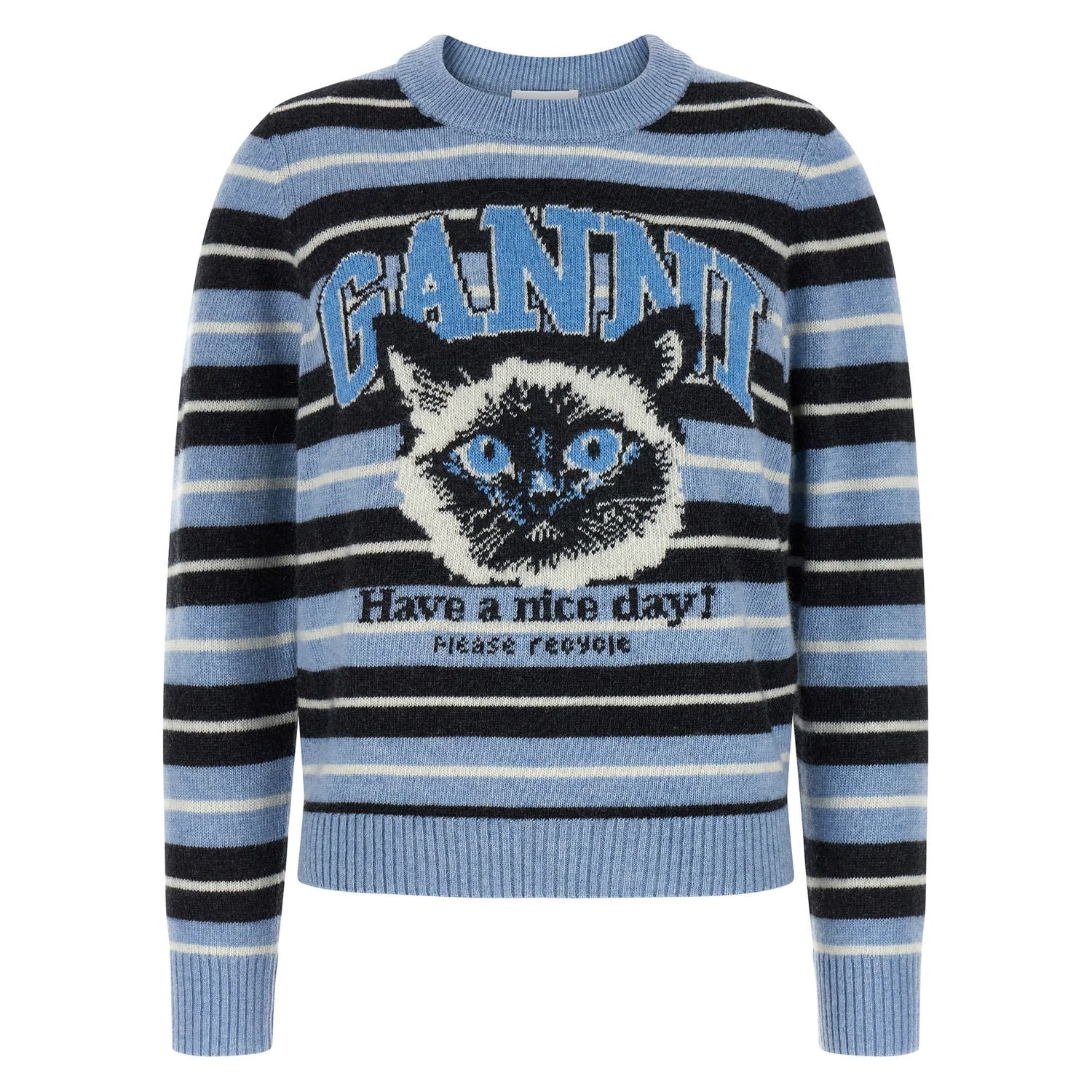 Ganni Blue Wool Cardigan