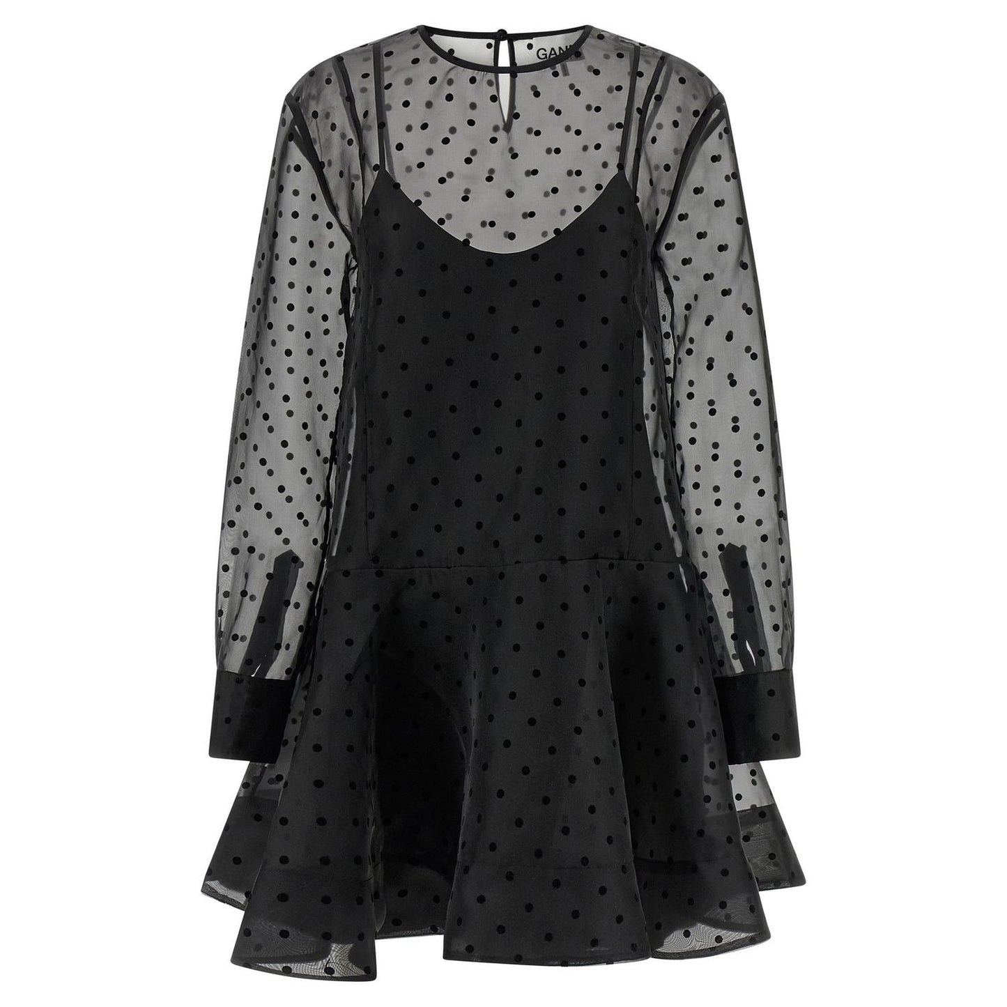 Ganni Black Recycled Polyester Short Dress
