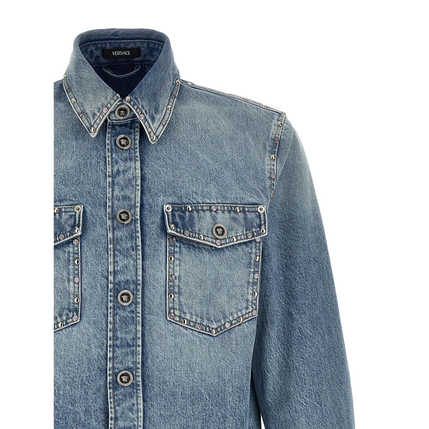 Versace Blue Cotton Blouse