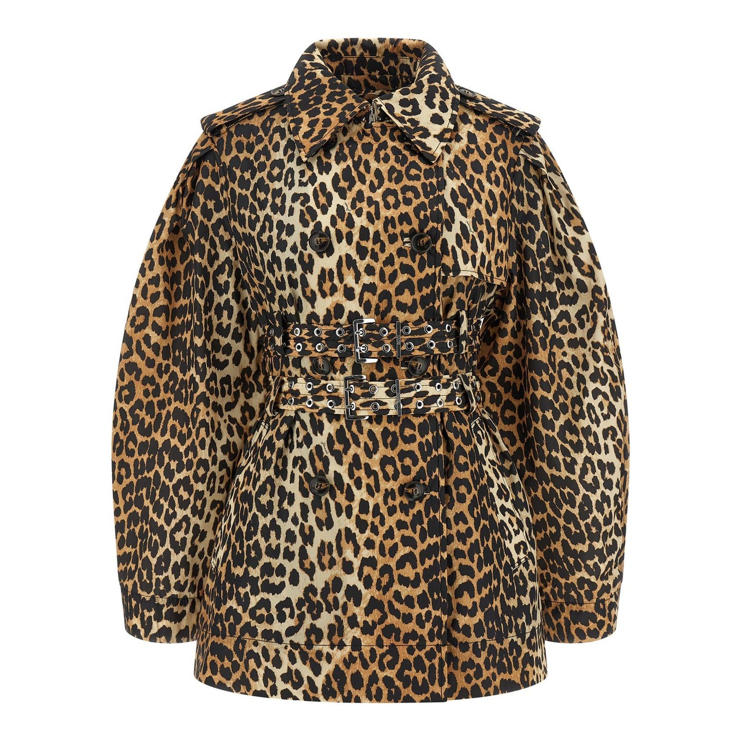 Ganni Brown Recycled Polyamide Coat