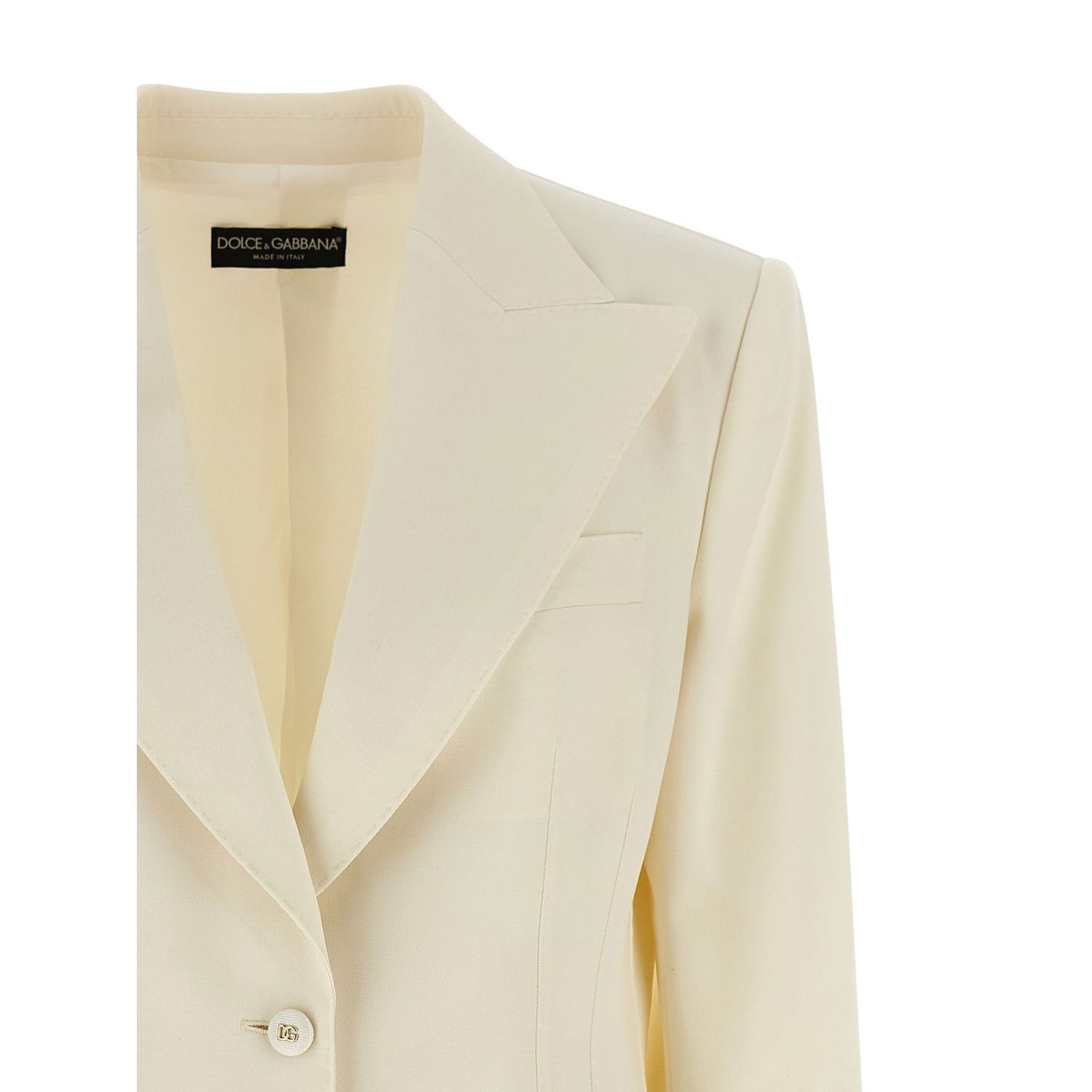Dolce & Gabbana White Virgin Wool Blazer