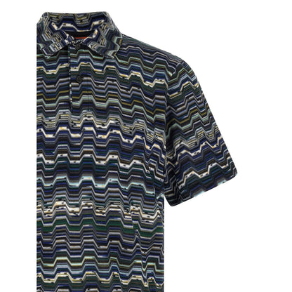 Missoni Blue Cotton Polo Shirt