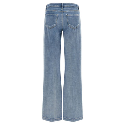 L'Agence Blue Cotton Straight-Leg Jeans