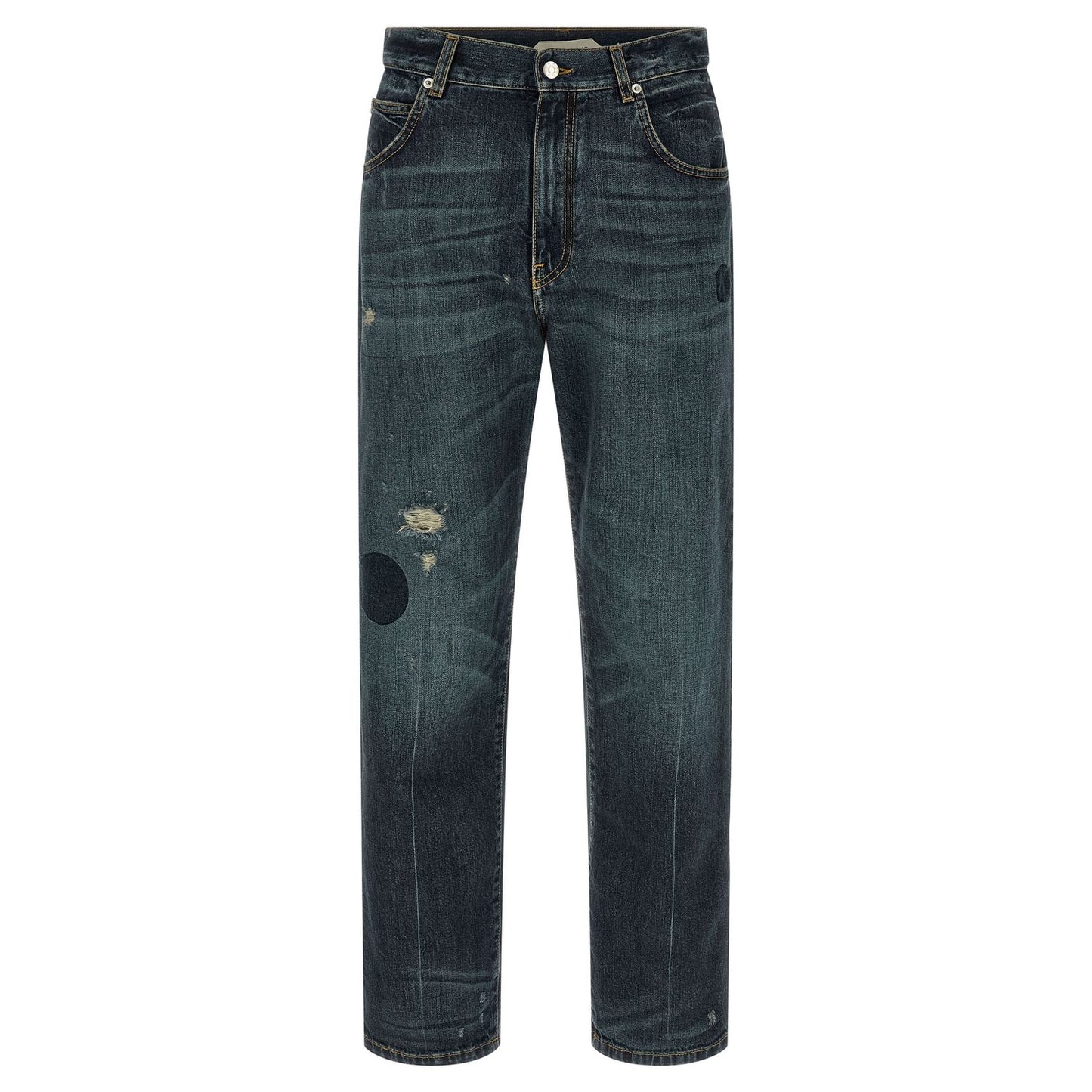 Namacheko Blue Cotton Straight-Leg Jeans
