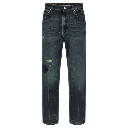 Namacheko Blue Cotton Straight-Leg Jeans