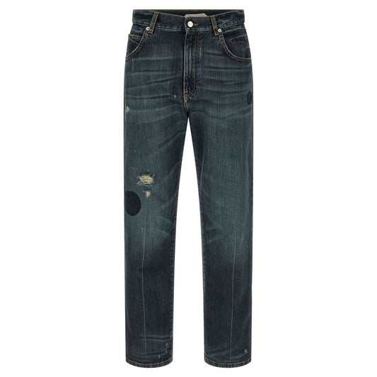 Namacheko Blue Cotton Straight-Leg Jeans