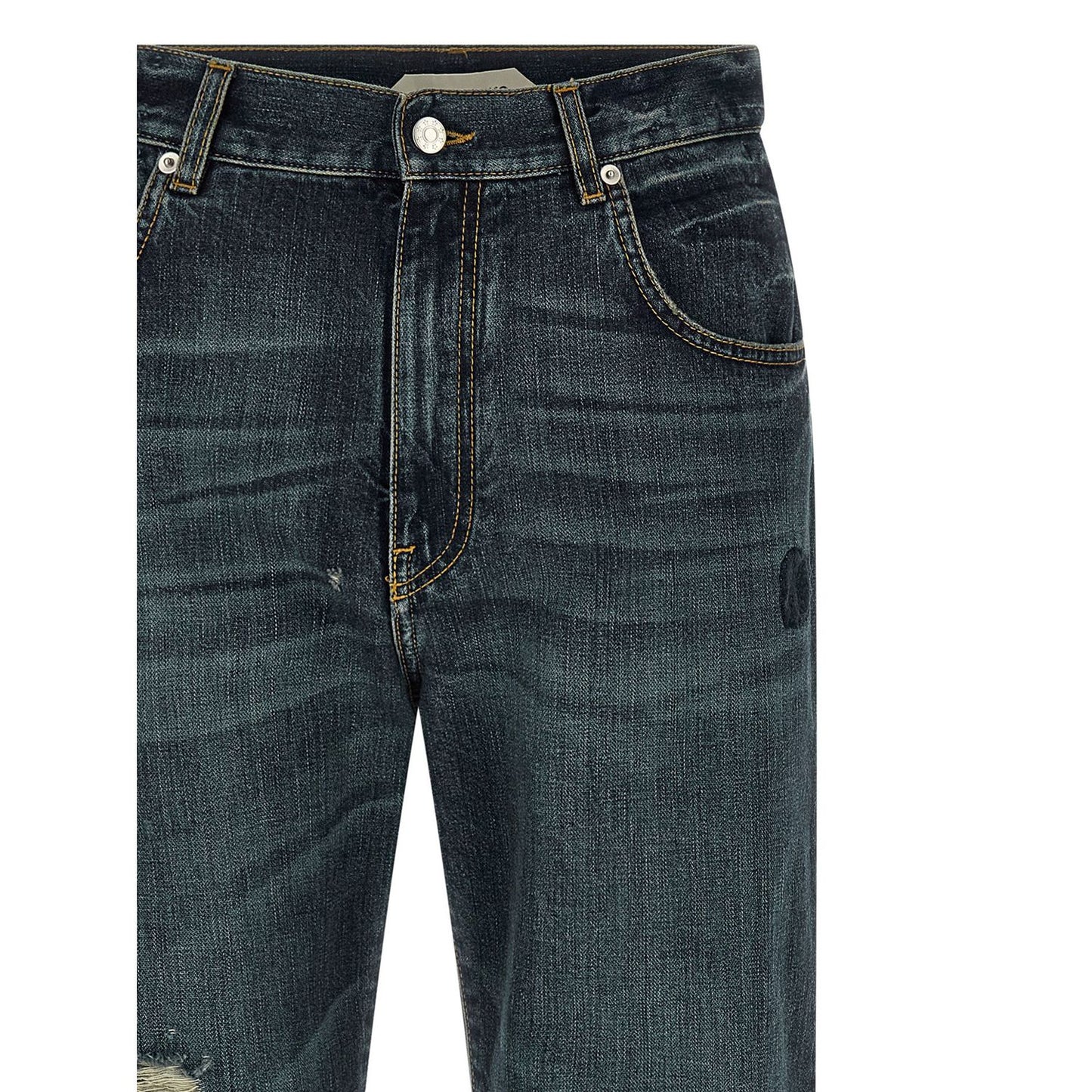 Namacheko Blue Cotton Straight-Leg Jeans