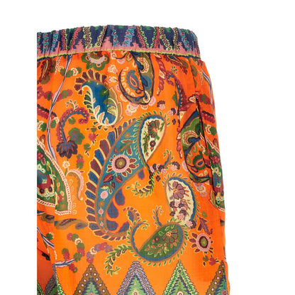 Etro Orange Ramie Bermuda Shorts