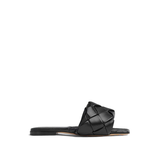 Bottega Veneta Black Lamb Leather Flat Sandals